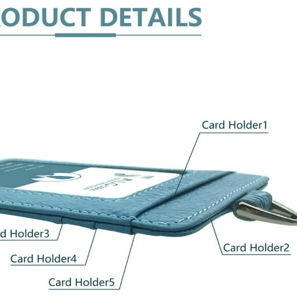 *♪ Brand new Lake Blue Leather card holder lanyard, ID, badge holder *♪ - Picture 8 of 8